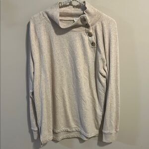 J. Crew Women’s Fleece Button Neck Sweatshirt. Size Large